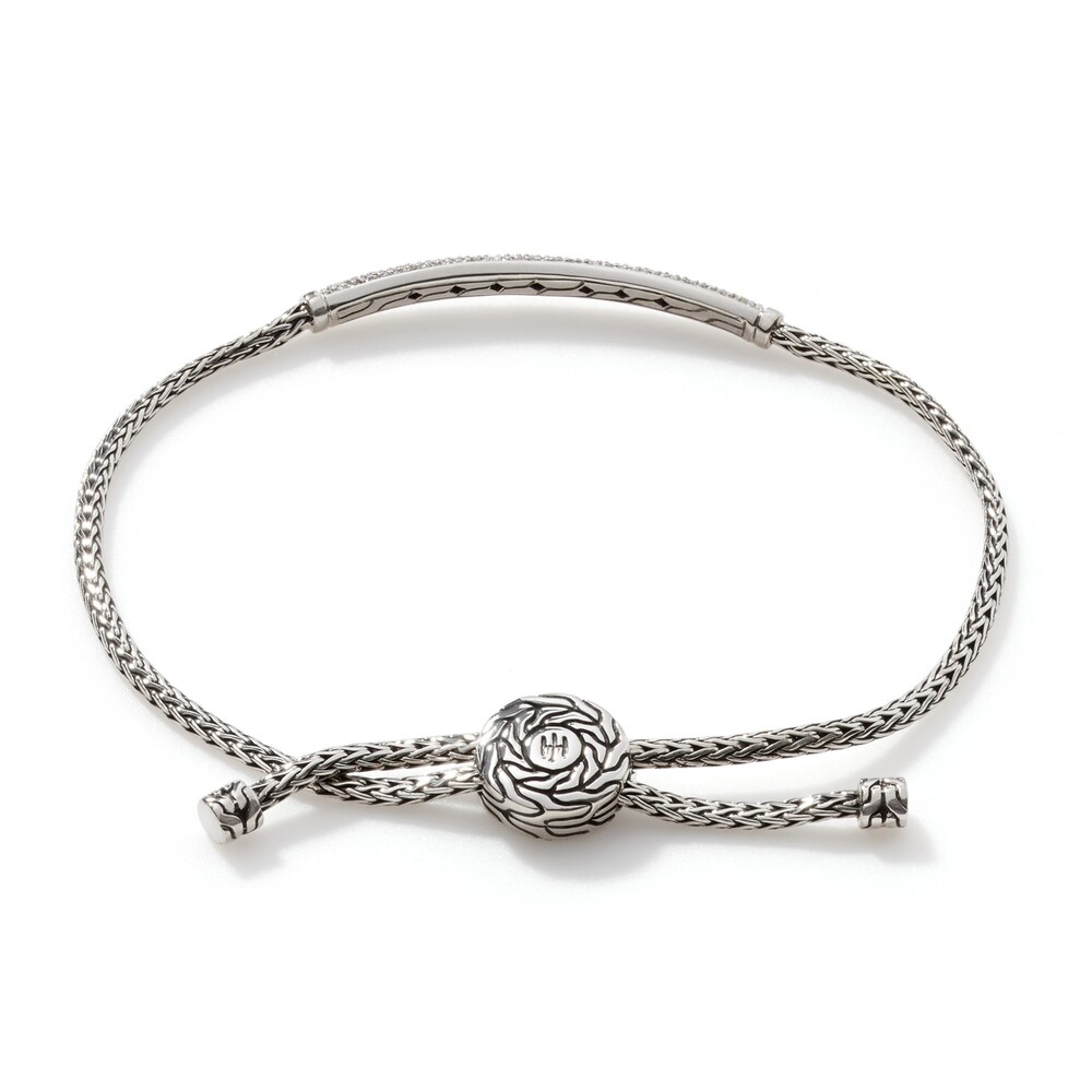 John Hardy Classic Chain Diamond Bolo Bracelet 1/2 ct tw Round Sterling Silver, Medium-Large iMzXUjGS