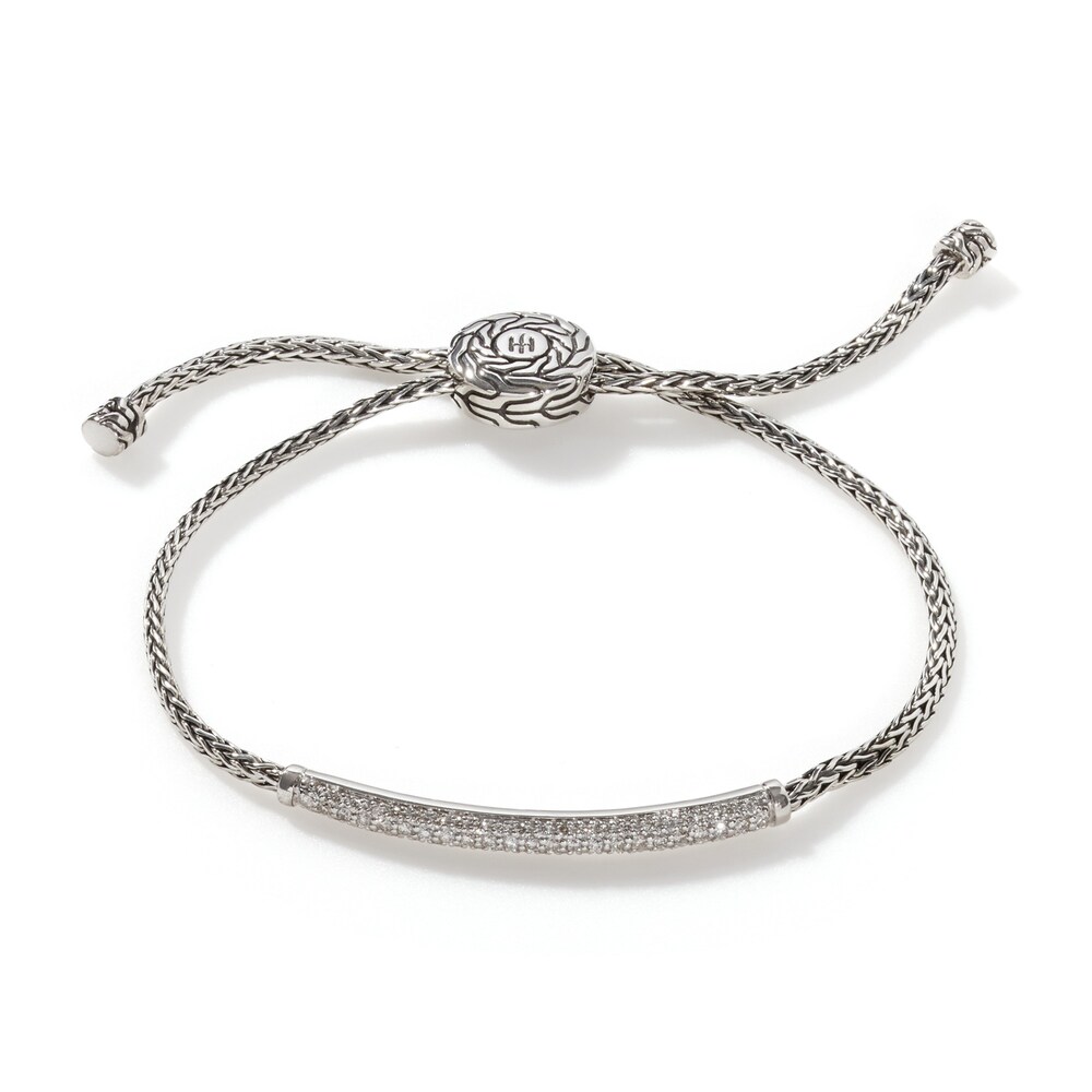 John Hardy Classic Chain Diamond Bolo Bracelet 1/2 ct tw Round Sterling Silver, Medium-Large iMzXUjGS