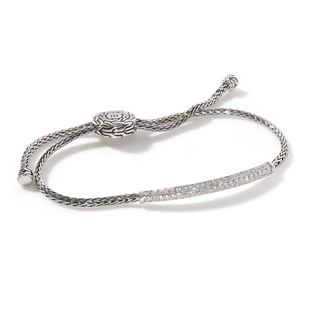 John Hardy Classic Chain Diamond Bolo Bracelet 1/2 ct tw Round Sterling Silver, Medium-Large iMzXUjGS