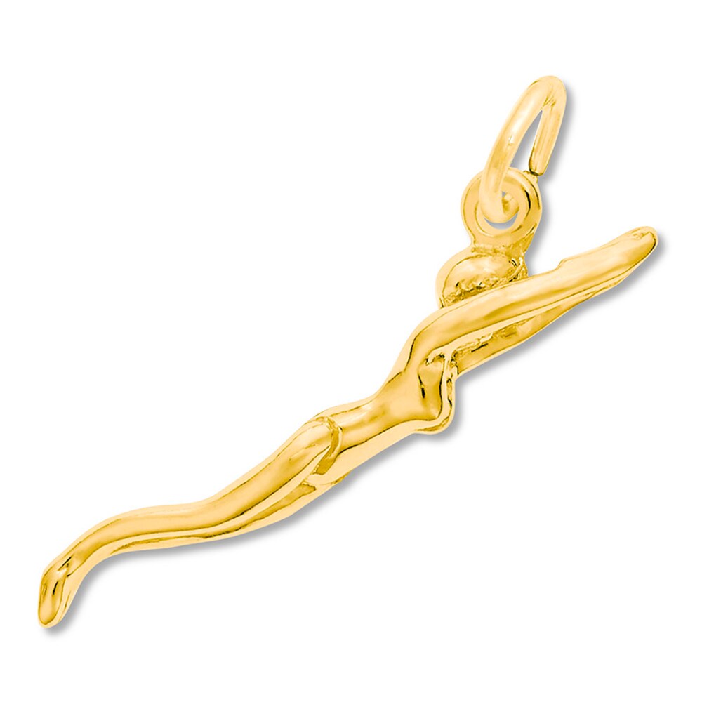 Female Swimmer Charm 14K Yellow Gold iNhx9FRx Female Swimmer Charm 14K Yellow Gold iNhx9FRx
