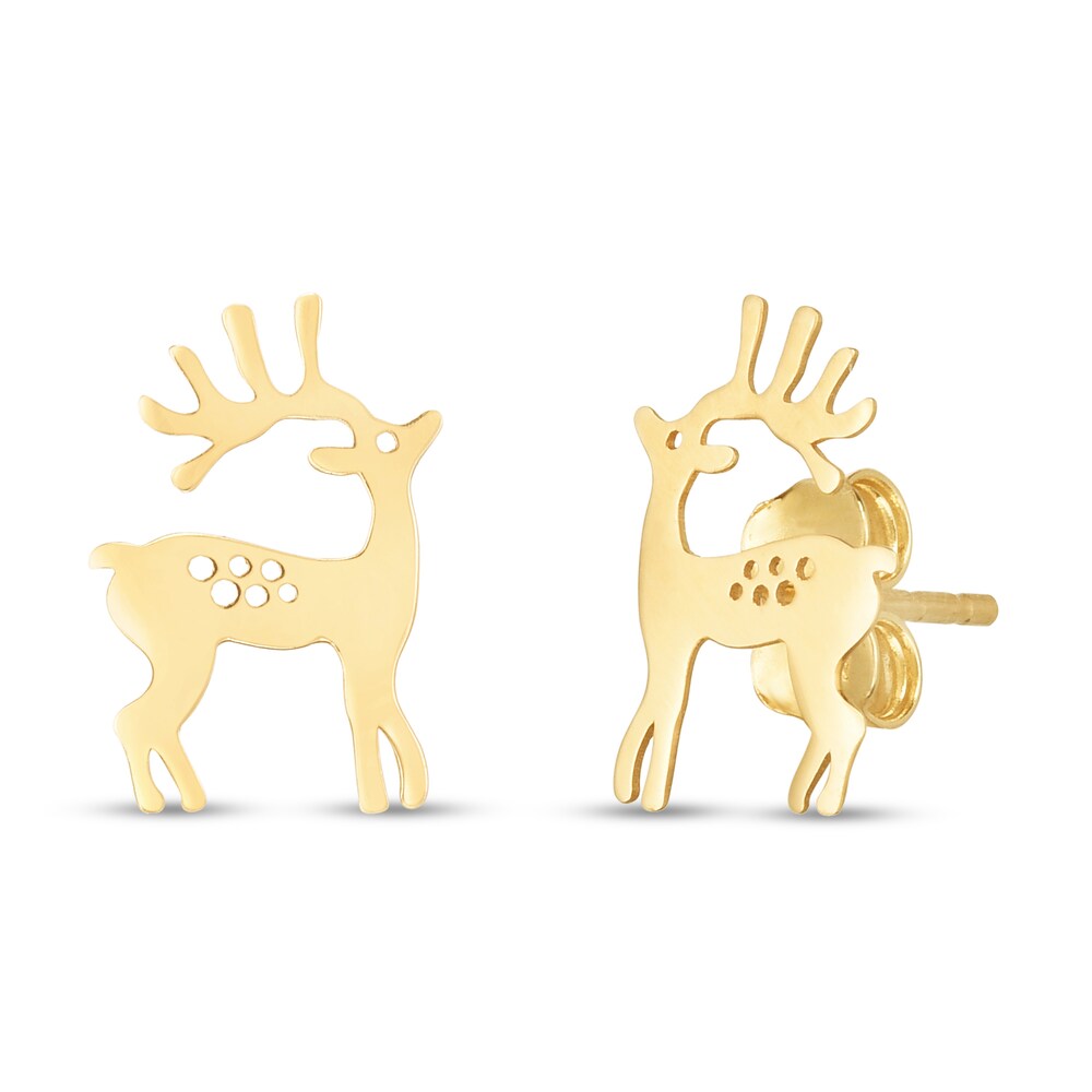 Reindeer Stud Earrings Red/White Enamel 14K Yellow Gold iPax3GDA Reindeer Stud Earrings Red/White Enamel 14K Yellow Gold iPax3GDA