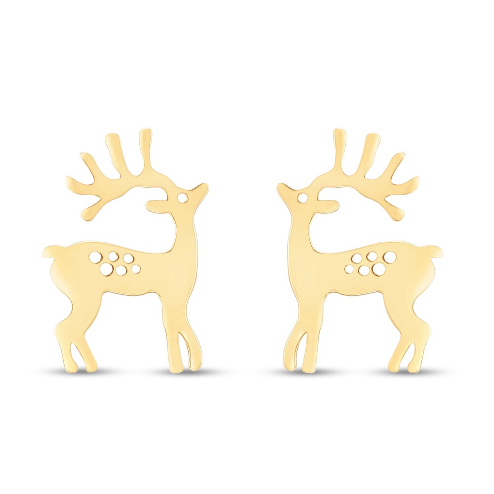 Reindeer Stud Earrings Red/White Enamel 14K Yellow Gold iPax3GDA Reindeer Stud Earrings Red/White Enamel 14K Yellow Gold iPax3GDA