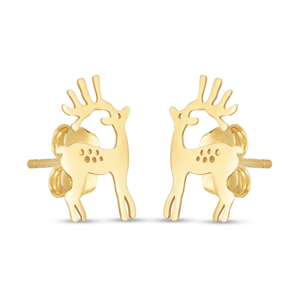 Reindeer Stud Earrings Red/White Enamel 14K Yellow Gold iPax3GDA Reindeer Stud Earrings Red/White Enamel 14K Yellow Gold iPax3GDA