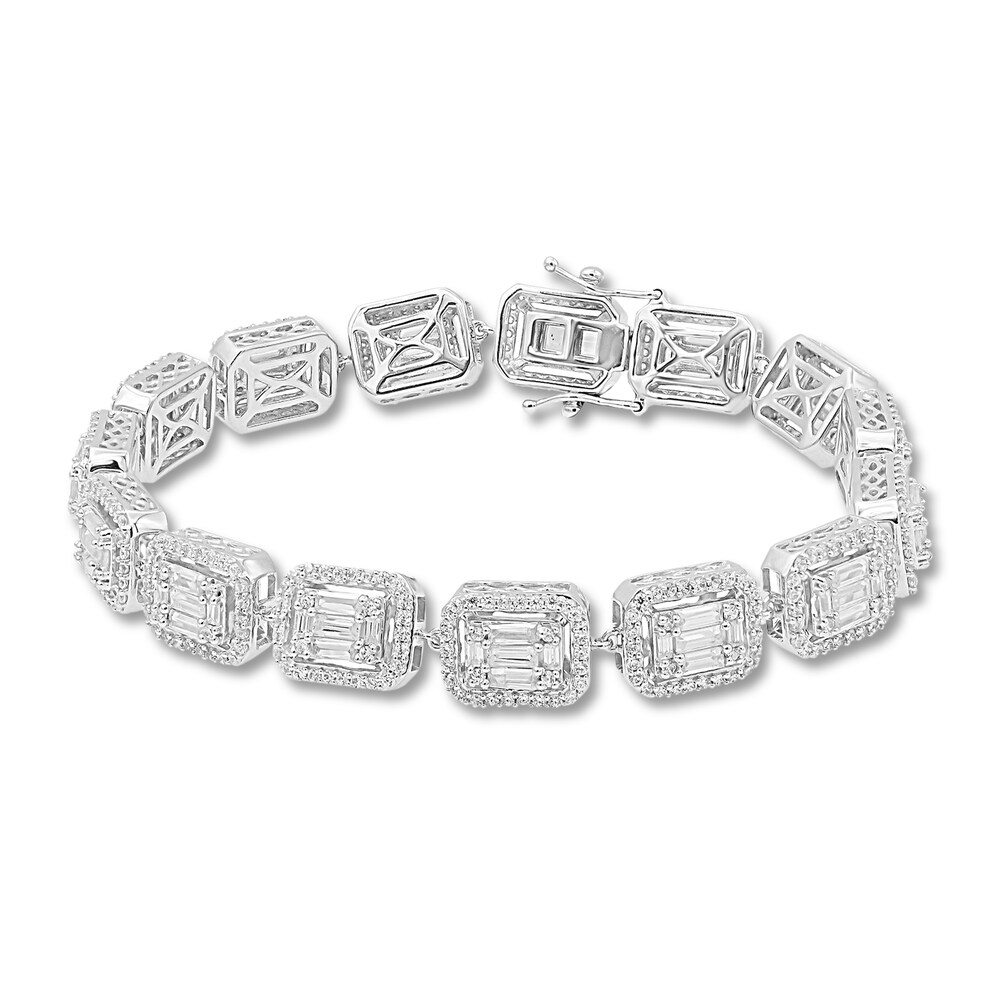 Diamond Tennis Bracelet 4 ct tw Round/Baguette 14K White Gold iUFNKnOR