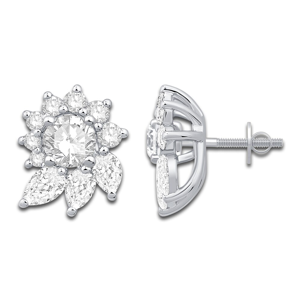Diamond Floral Halo Earring Jackets 1 ct tw Pear/Round 14K White Gold iWaFc4Ds Diamond Floral Halo Earring Jackets 1 ct tw Pear/Round 14K White Gold iWaFc4Ds