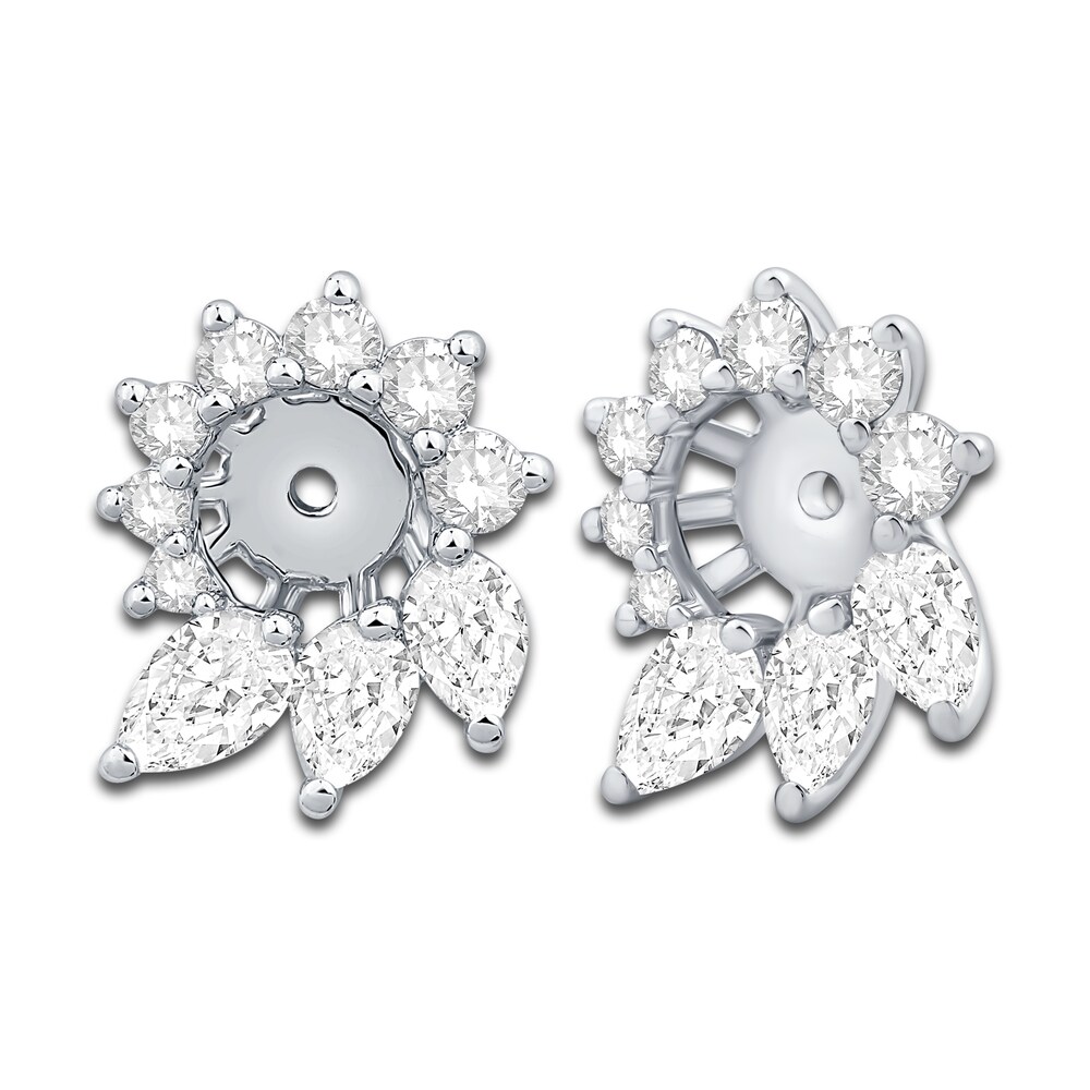 Diamond Floral Halo Earring Jackets 1 ct tw Pear/Round 14K White Gold iWaFc4Ds