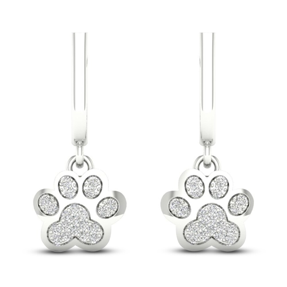 Diamond Paw Earrings 1/10 ct tw Round 10K White Gold iasLRfMQ
