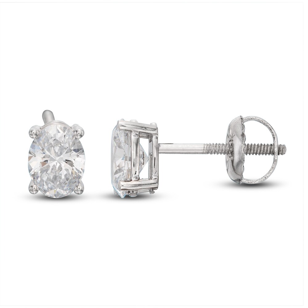 Lab-Created Diamond Solitaire Stud Earrings 1 ct tw Oval 14K White Gold (SI2/F) imz5px0L Lab-Created Diamond Solitaire Stud Earrings 1 ct tw Oval 14K White Gold (SI2/F) imz5px0L