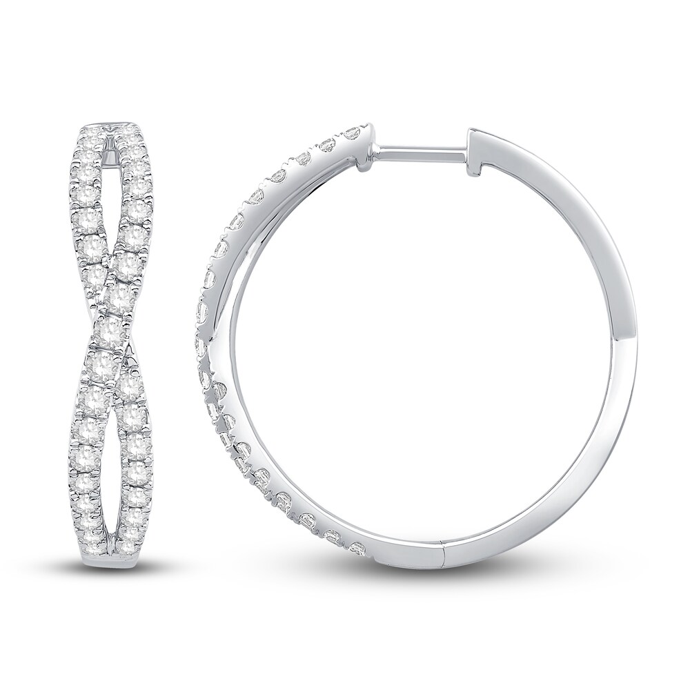 Diamond Twisted Hoops 1-1/2 ct tw Round 14K White Gold j4bPcBKK Diamond Twisted Hoops 1-1/2 ct tw Round 14K White Gold j4bPcBKK