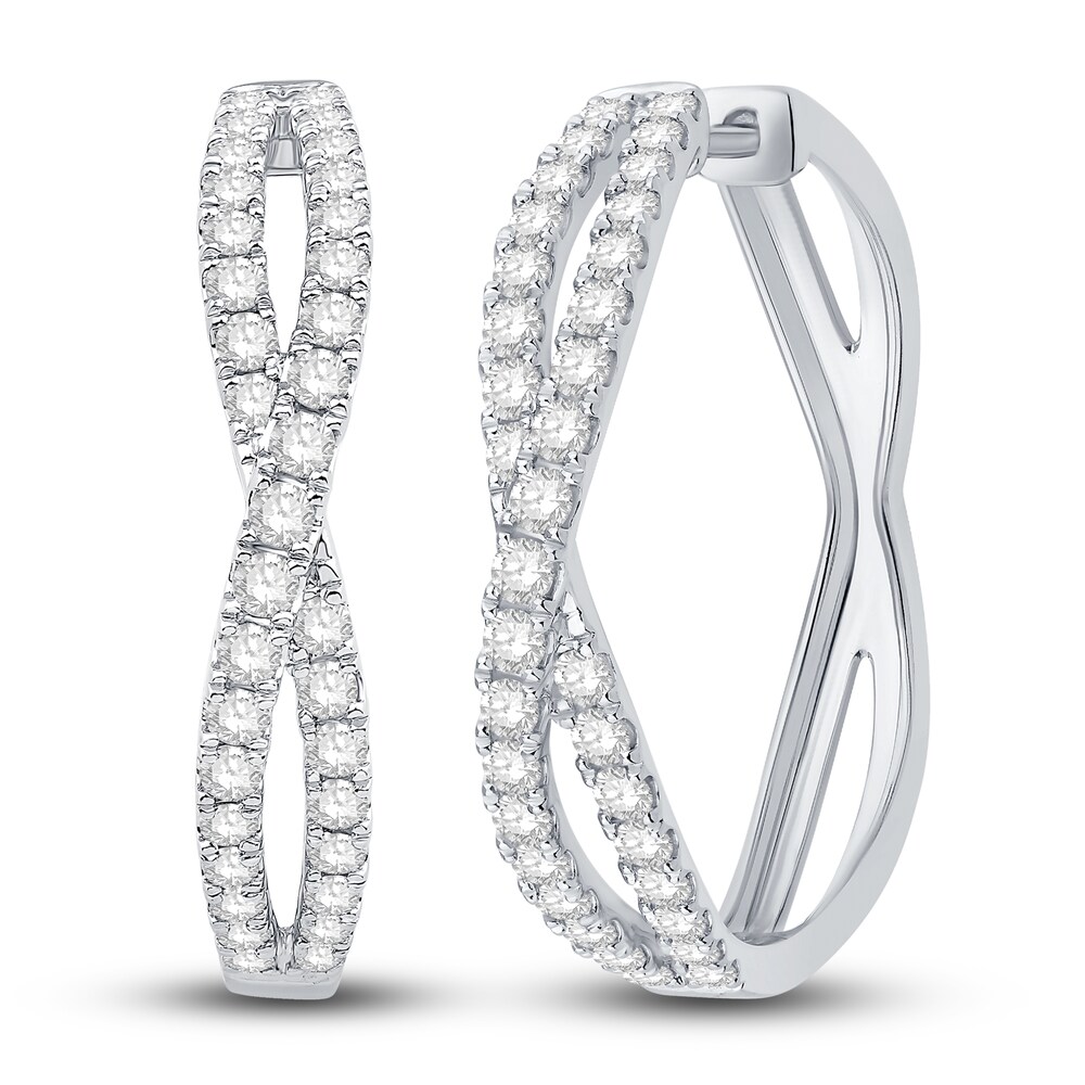 Diamond Twisted Hoops 1-1/2 ct tw Round 14K White Gold j4bPcBKK Diamond Twisted Hoops 1-1/2 ct tw Round 14K White Gold j4bPcBKK