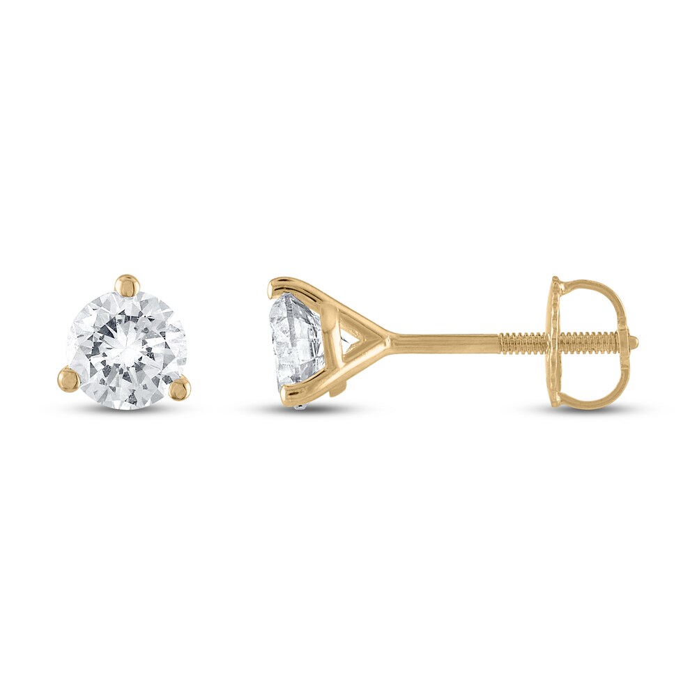 Certified Diamond Solitaire Earrings 1 ct tw Round 18K Yellow Gold (SI2/I) j8iv1HqL Certified Diamond Solitaire Earrings 1 ct tw Round 18K Yellow Gold (SI2/I) j8iv1HqL