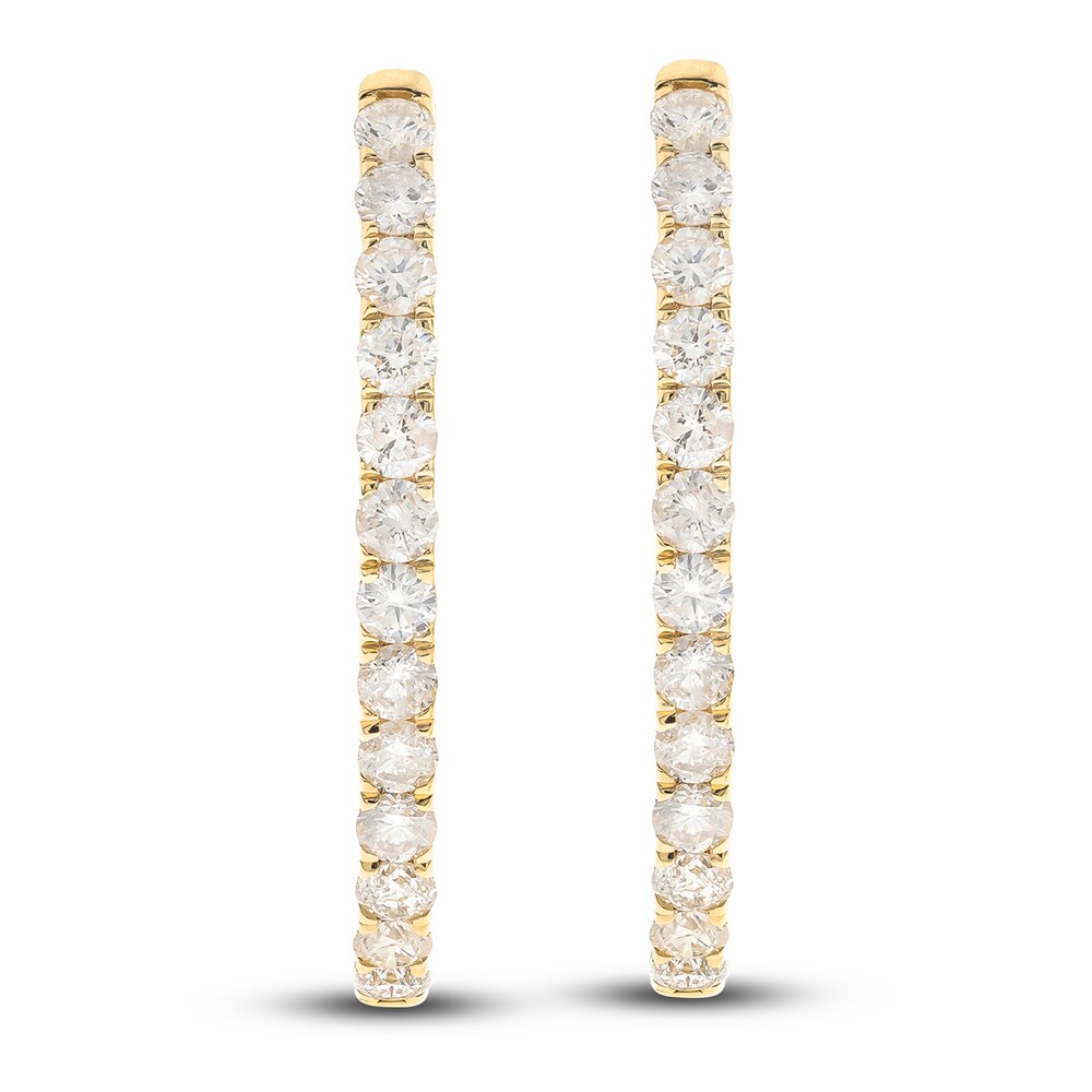Diamond Hoop Earrings 3 ct tw Round 14K Yellow Gold jBTAguc4 Diamond Hoop Earrings 3 ct tw Round 14K Yellow Gold jBTAguc4