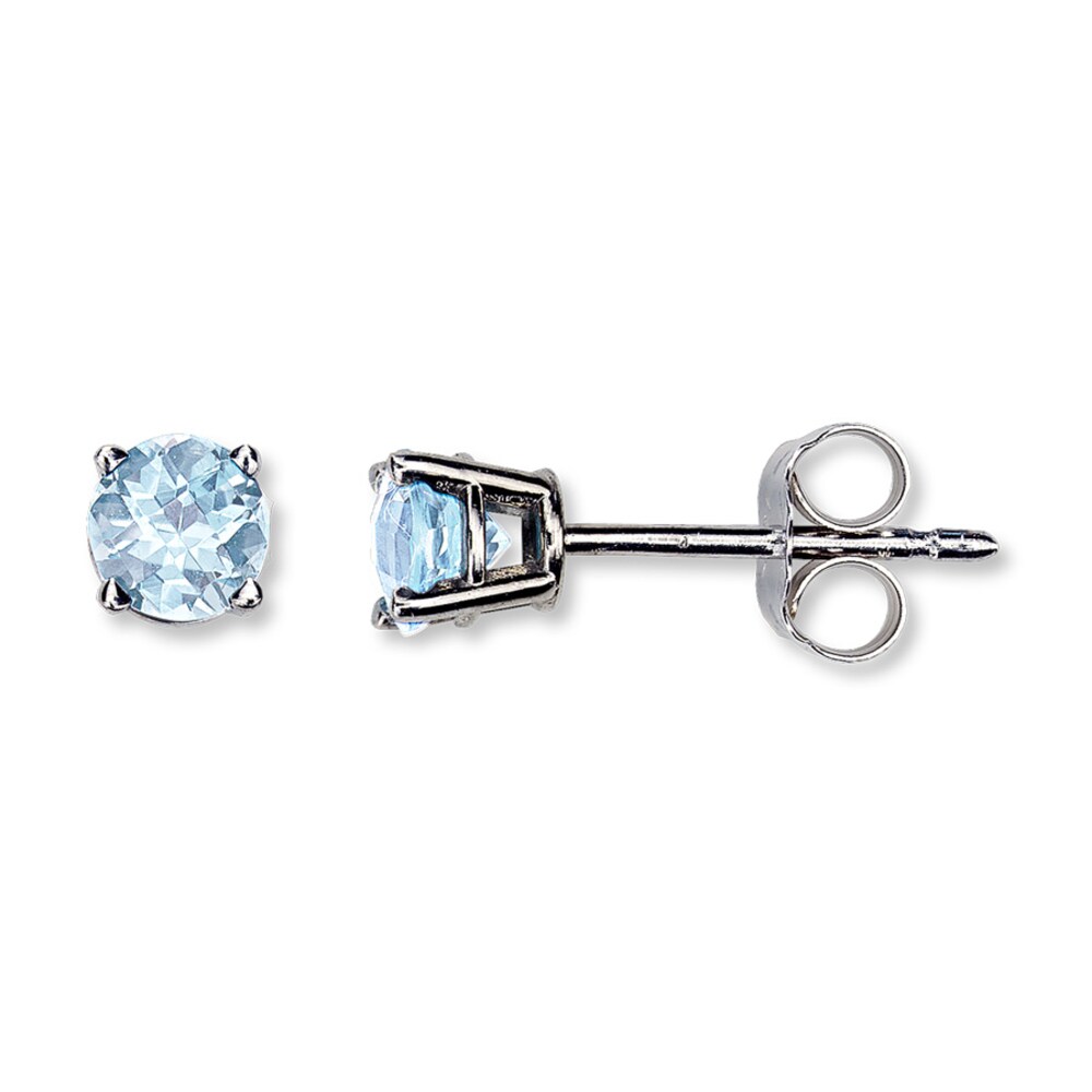 Aquamarine Earrings Round-Cut 14K White Gold jTstMbUi Aquamarine Earrings Round-Cut 14K White Gold jTstMbUi