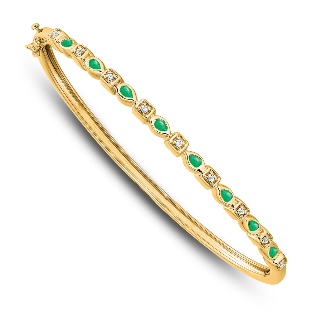 Natural Emerald Bangle Bracelet 1/10 ct tw Diamonds 14K Yellow Gold jW3CuItY Natural Emerald Bangle Bracelet 1/10 ct tw Diamonds 14K Yellow Gold jW3CuItY