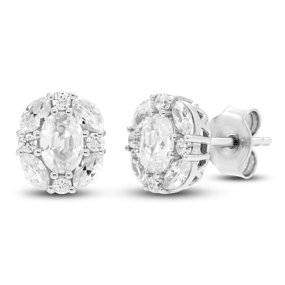 Diamond Halo Stud Earrings 1 ct tw Round/Baguette 14K White Gold jX1pPlF3 Diamond Halo Stud Earrings 1 ct tw Round/Baguette 14K White Gold jX1pPlF3