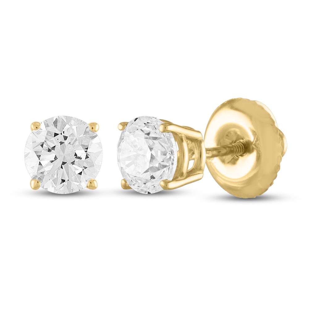 Diamond Solitaire Earrings 2 ct tw Round 14K Yellow Gold (I2/I) jadtWWre Diamond Solitaire Earrings 2 ct tw Round 14K Yellow Gold (I2/I) jadtWWre
