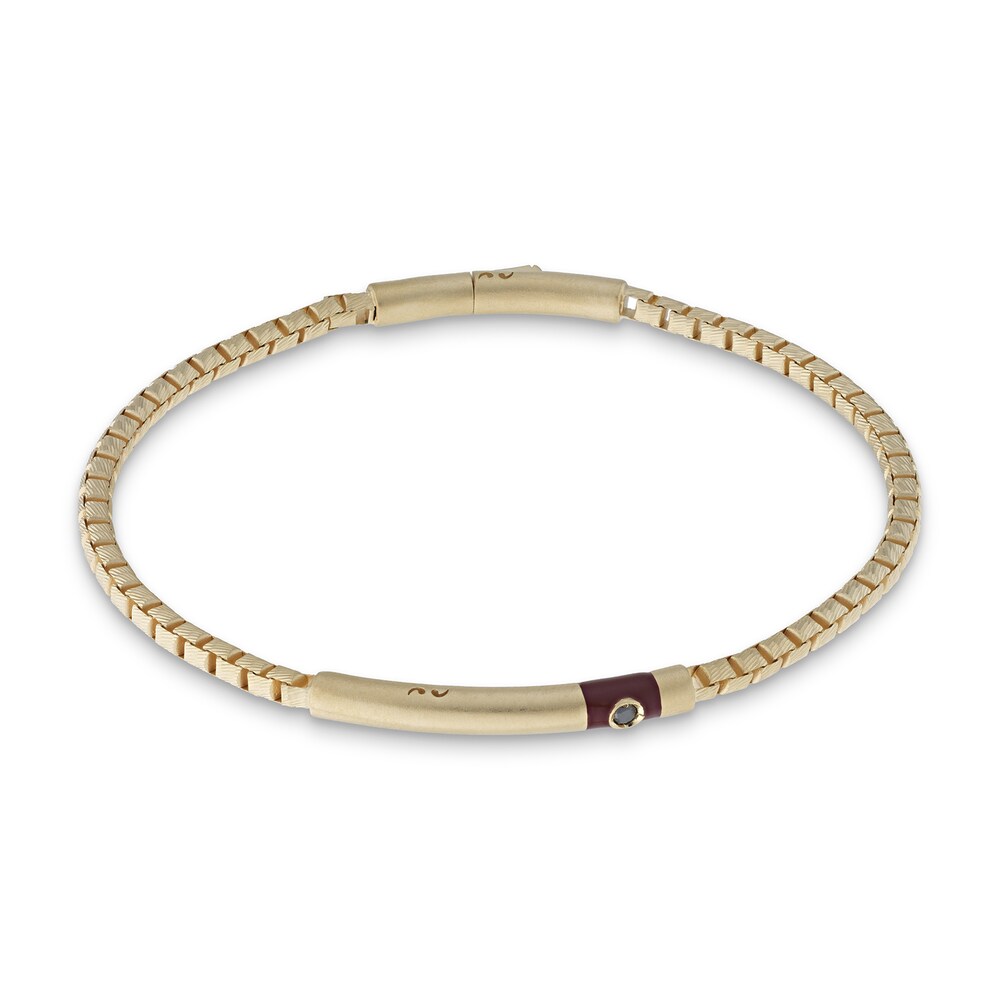Marco Dal Maso Men's Black Diamond Accent Bracelet Red Enamel Sterling Silver/18K Yellow Gold-Plated 8" jsEVW5mB Marco Dal Maso Men's Black Diamond Accent Bracelet Red Enamel Sterling Silver/18K Yellow Gold-Plated 8" jsEVW5mB