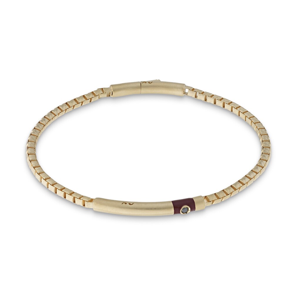 Marco Dal Maso Men\'s Black Diamond Accent Bracelet Red Enamel Sterling Silver/18K Yellow Gold-Plated 8\" jsEVW5mB Marco Dal Maso Men\'s Black Diamond Accent Bracelet Red Enamel Sterling Silver/18K Yellow Gold-Plated 8\" jsEVW5mB