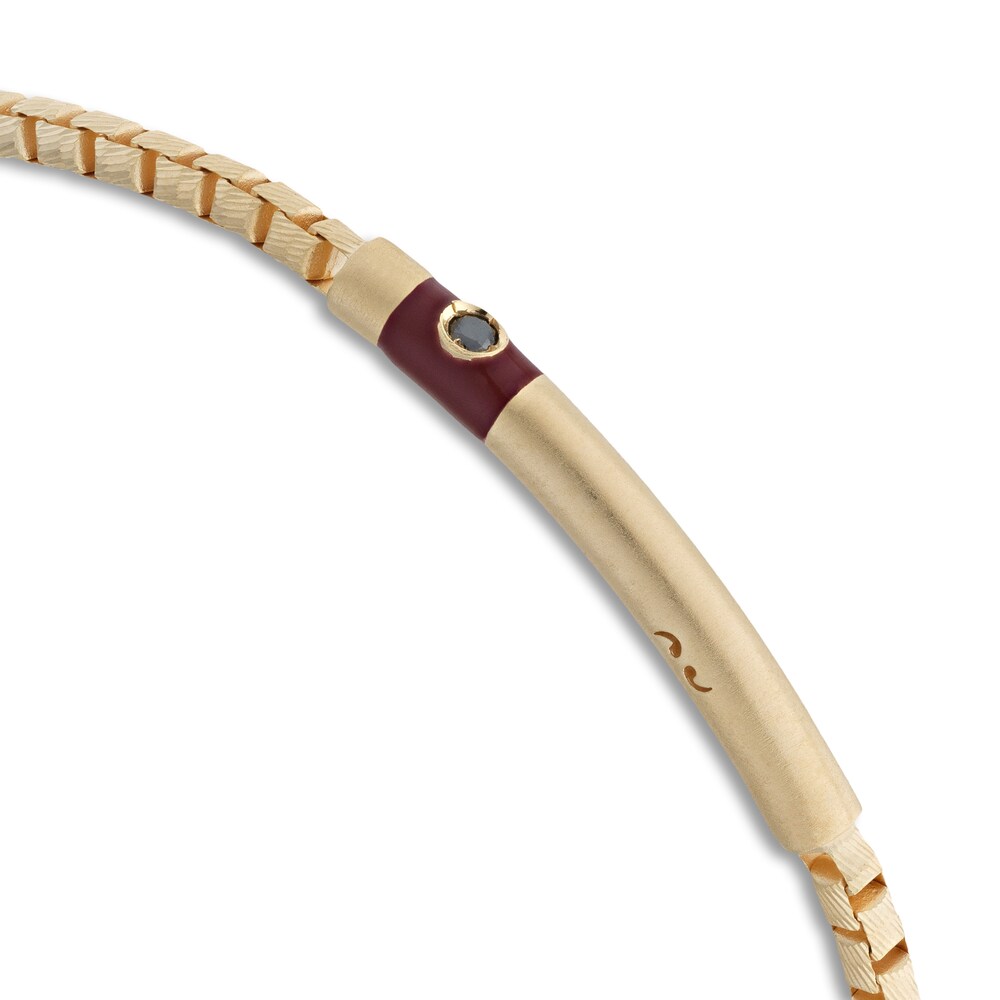 Marco Dal Maso Men\'s Black Diamond Accent Bracelet Red Enamel Sterling Silver/18K Yellow Gold-Plated 8\" jsEVW5mB Marco Dal Maso Men\'s Black Diamond Accent Bracelet Red Enamel Sterling Silver/18K Yellow Gold-Plated 8\" jsEVW5mB
