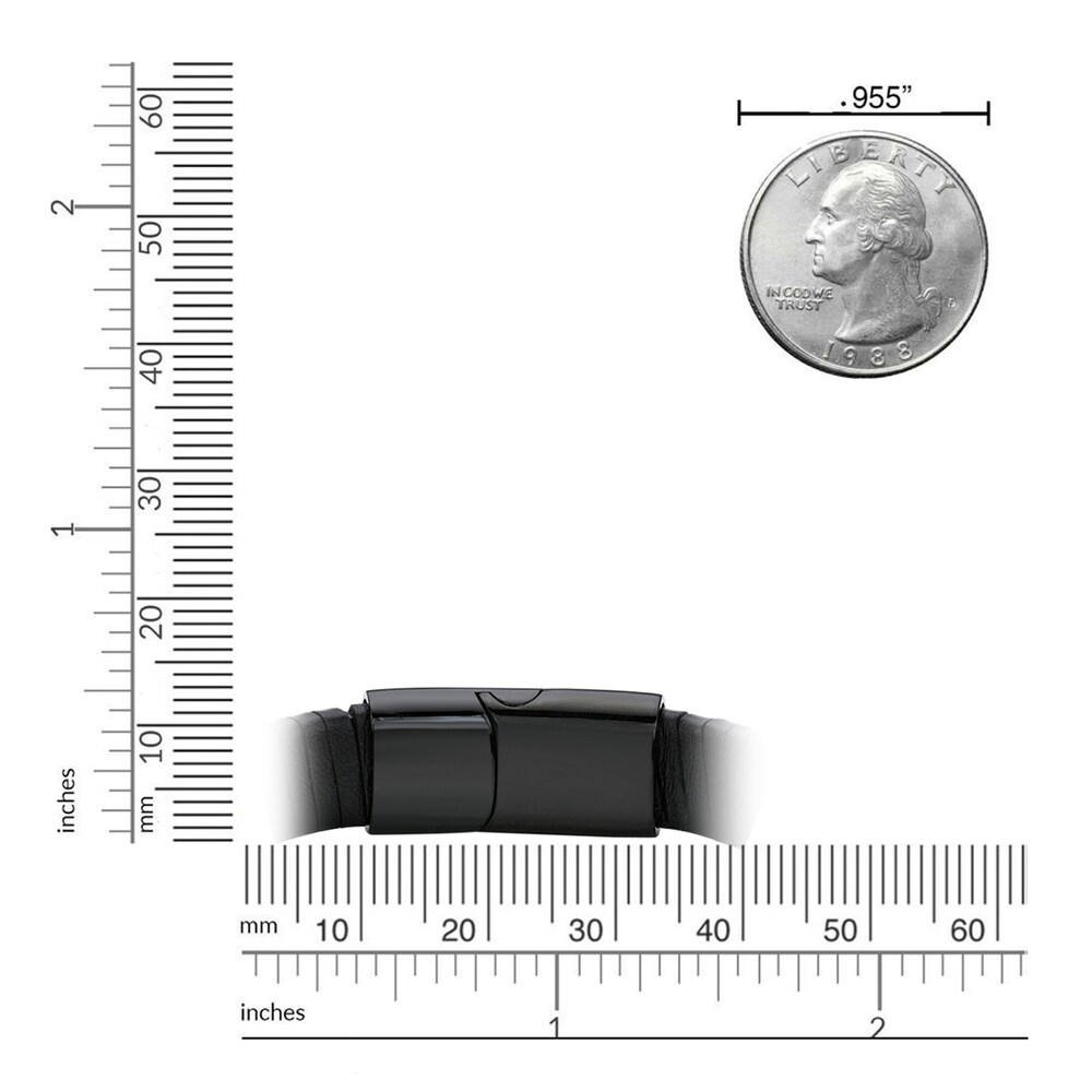 Men\'s Woven Leather Bracelet Sterling Silver 8.5\" jzfCKQTO Men\'s Woven Leather Bracelet Sterling Silver 8.5\" jzfCKQTO