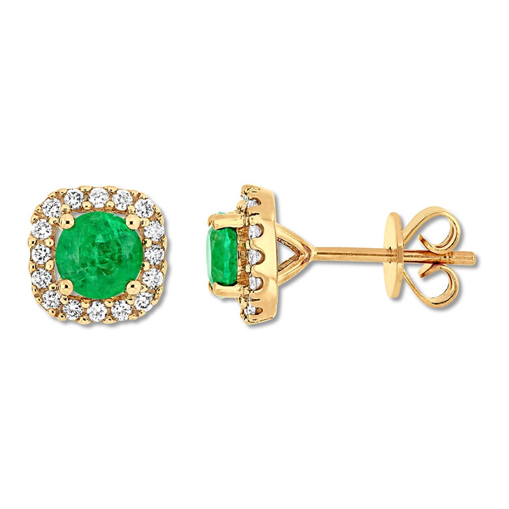 Natural Emerald Earrings 1/4 ct tw Diamonds 14K Yellow Gold k0iv10Qi Natural Emerald Earrings 1/4 ct tw Diamonds 14K Yellow Gold k0iv10Qi