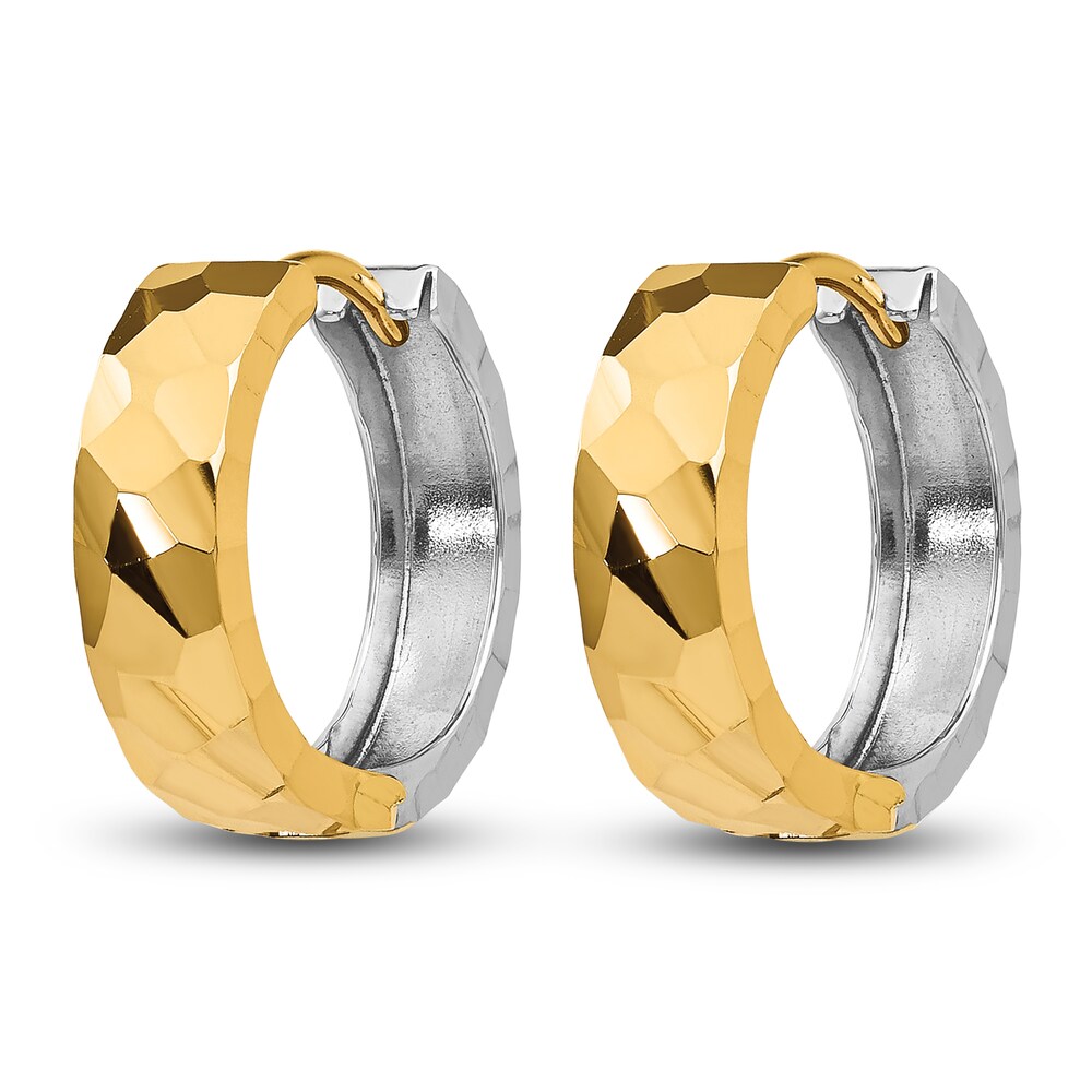 Textured Hoop Earrings 14K Two-Tone Gold 15mm kJWYI9GZ Textured Hoop Earrings 14K Two-Tone Gold 15mm kJWYI9GZ