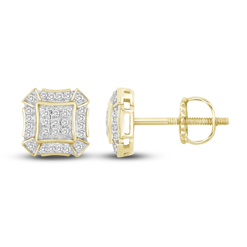 Men's Diamond Stud Earrings 1/6 ct tw Round 10K Yellow Gold kP738XEQ Men's Diamond Stud Earrings 1/6 ct tw Round 10K Yellow Gold kP738XEQ