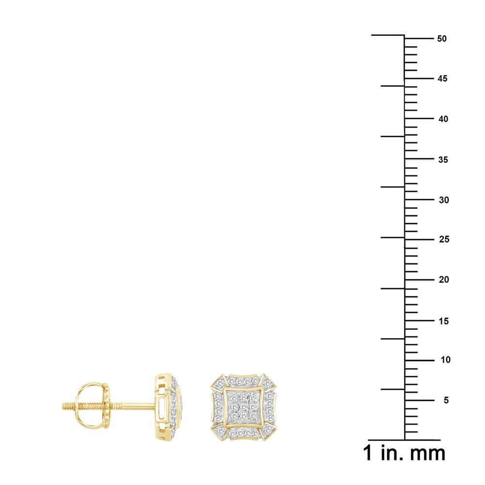 Men\'s Diamond Stud Earrings 1/6 ct tw Round 10K Yellow Gold kP738XEQ Men\'s Diamond Stud Earrings 1/6 ct tw Round 10K Yellow Gold kP738XEQ