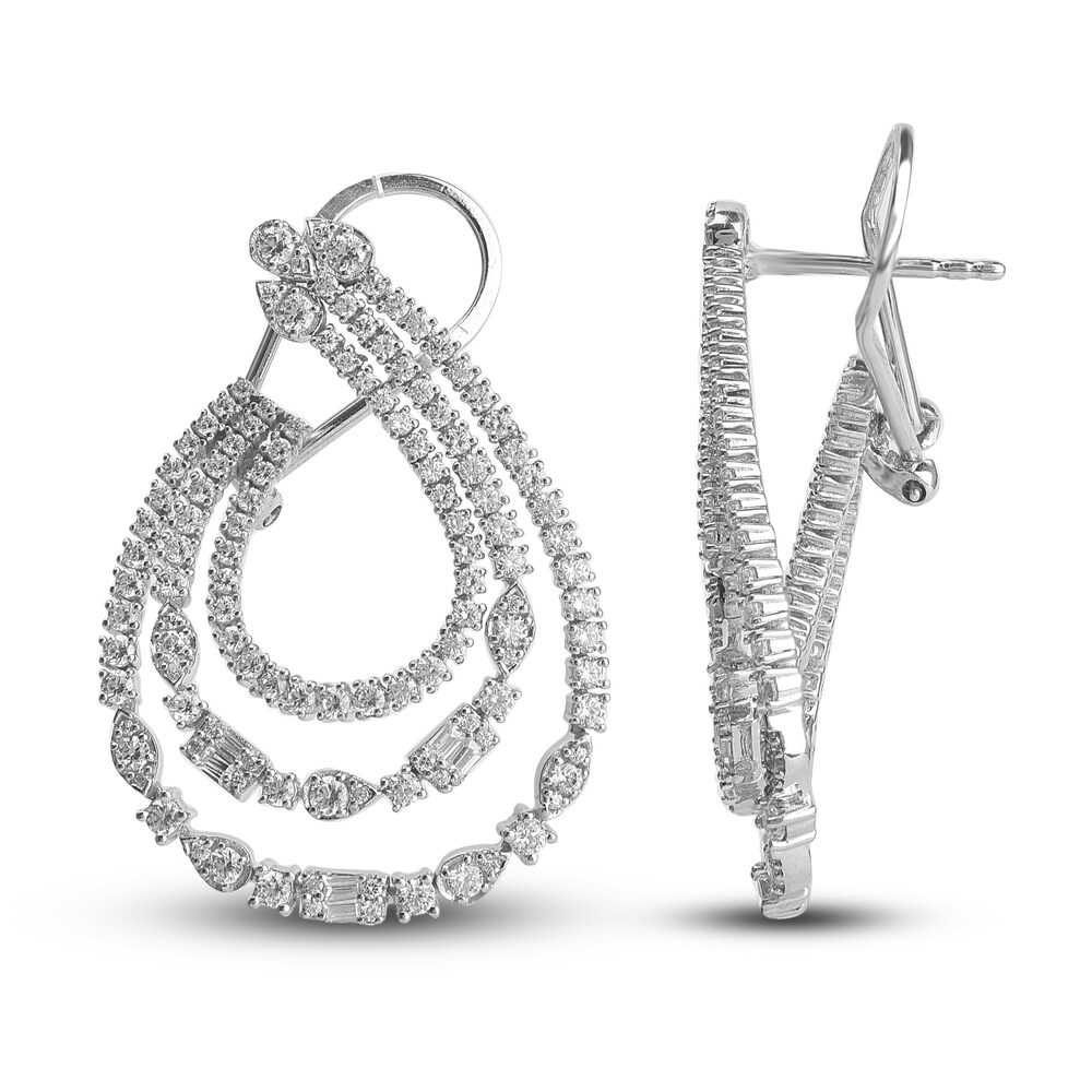 Diamond Earrings 2 ct tw Round/Baguette 14K White Gold kUlfHYXv Diamond Earrings 2 ct tw Round/Baguette 14K White Gold kUlfHYXv