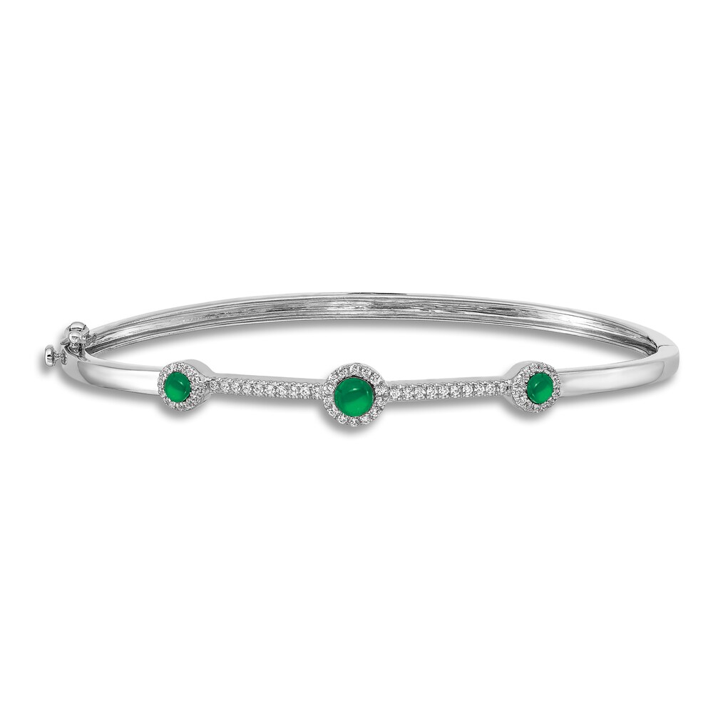 Natural Emerald Bangle Bracelet 1/4 ct tw Diamonds 14K White Gold kVf3NtuX Natural Emerald Bangle Bracelet 1/4 ct tw Diamonds 14K White Gold kVf3NtuX