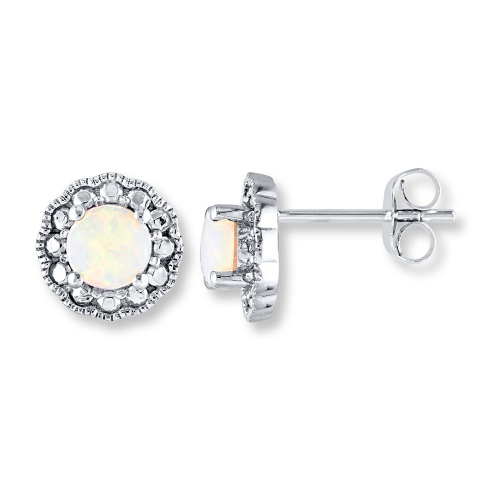 Natural Opal Earrings 10K White Gold kcodbibm Natural Opal Earrings 10K White Gold kcodbibm