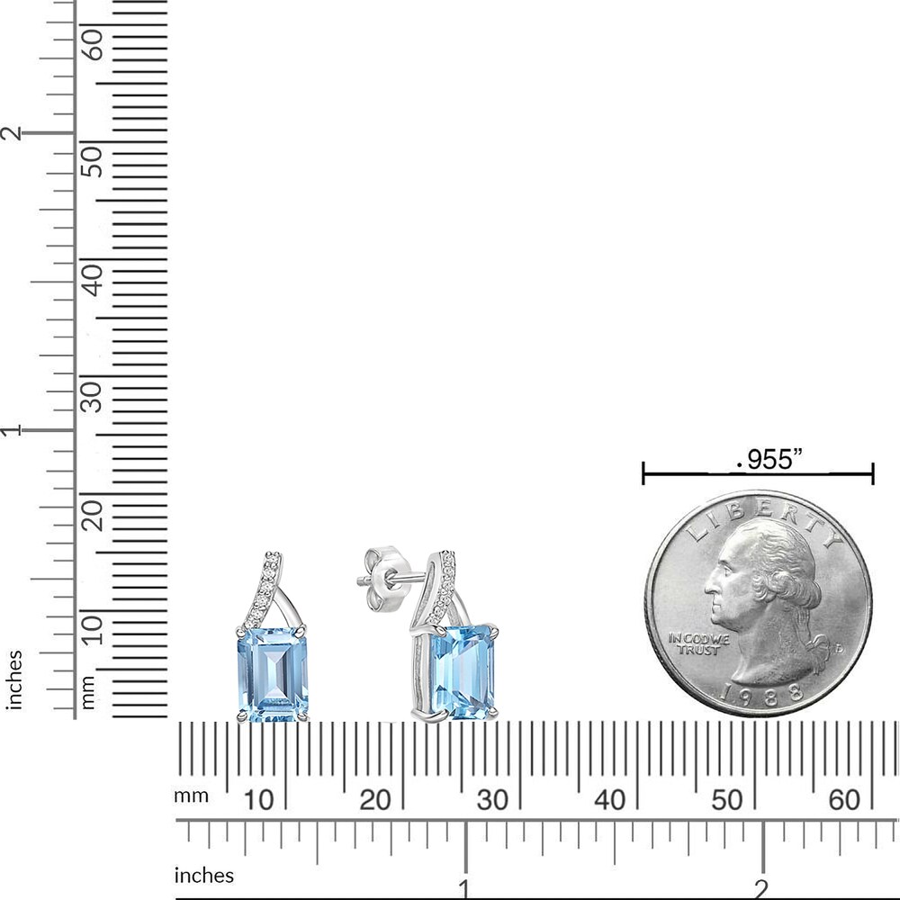 Natural Blue Topaz Earrings 1/20 ct tw Diamonds Sterling Silver kdRtOEar Natural Blue Topaz Earrings 1/20 ct tw Diamonds Sterling Silver kdRtOEar