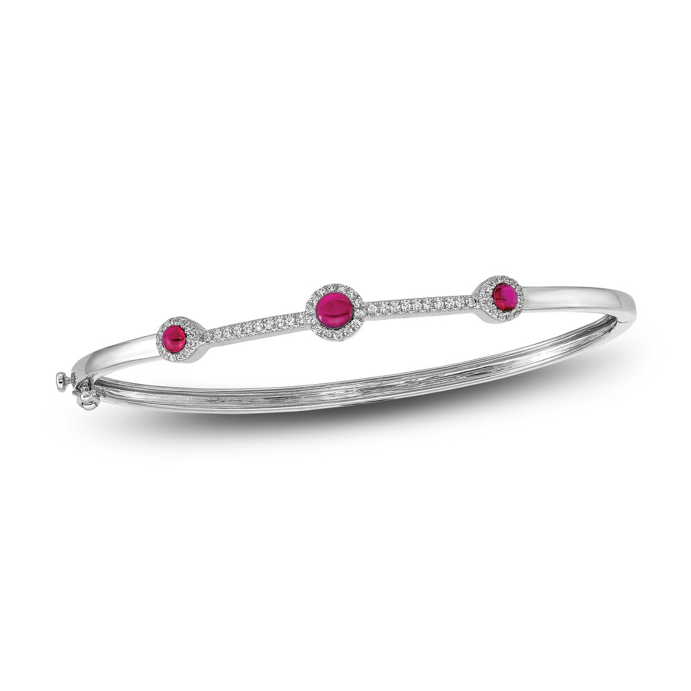 Natural Ruby Bangle Bracelet 1/4 ct tw Diamonds 14K White Gold khrsuh5W Natural Ruby Bangle Bracelet 1/4 ct tw Diamonds 14K White Gold khrsuh5W