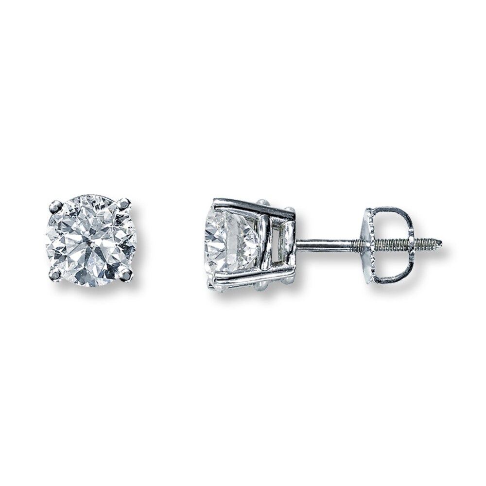 Diamond Solitaire Earrings 2 ct tw Round 14K White Gold (I2/I) kj3H1els Diamond Solitaire Earrings 2 ct tw Round 14K White Gold (I2/I) kj3H1els