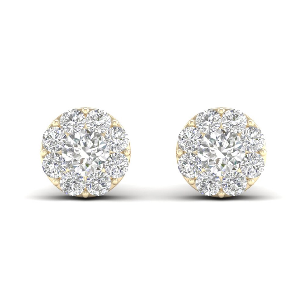 Diamond Stud Earrings 1 1/2 ct tw Round 14K Yellow Gold kjaYh25D Diamond Stud Earrings 1 1/2 ct tw Round 14K Yellow Gold kjaYh25D