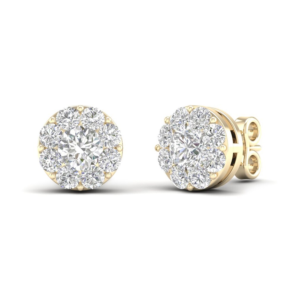 Diamond Stud Earrings 1 1/2 ct tw Round 14K Yellow Gold kjaYh25D Diamond Stud Earrings 1 1/2 ct tw Round 14K Yellow Gold kjaYh25D