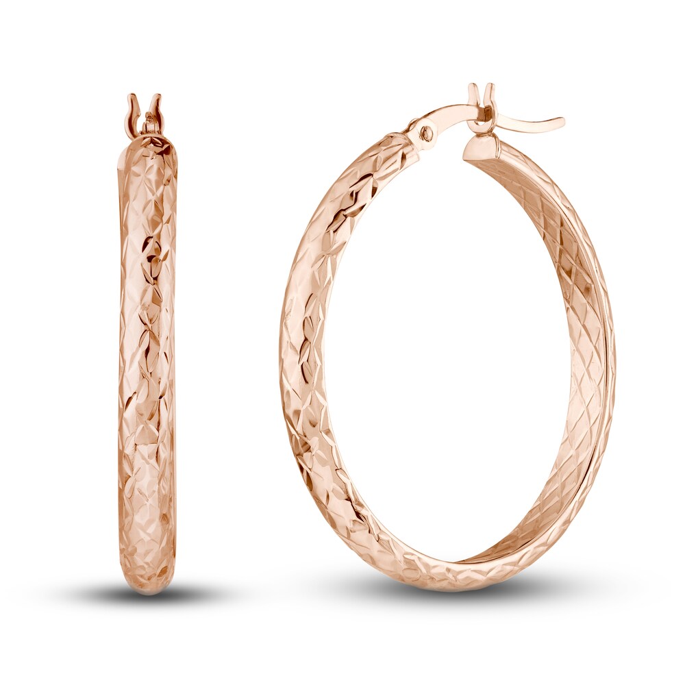 Diamond-Cut In/Out Hoop Earrings 14K Rose Gold 30mm kmQxCIlA Diamond-Cut In/Out Hoop Earrings 14K Rose Gold 30mm kmQxCIlA