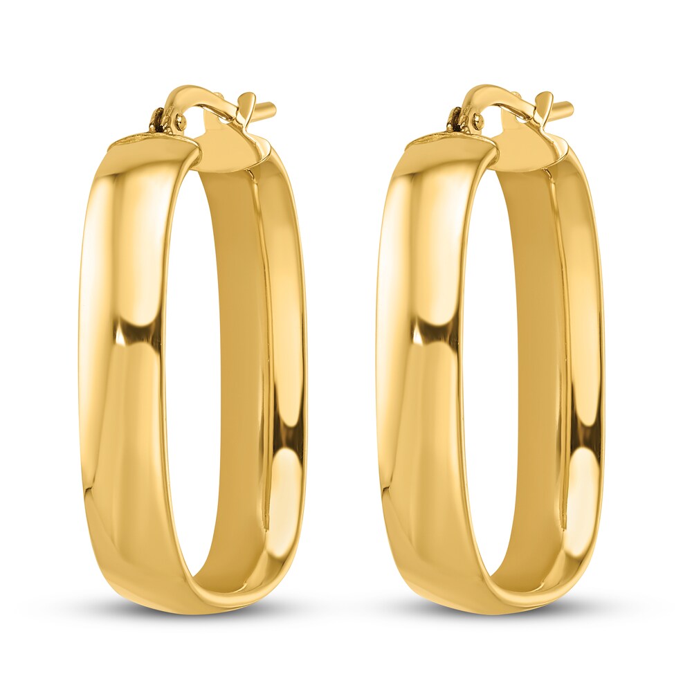 Squared Oval Hoop Earrings 14K Yellow Gold knjO88ND Squared Oval Hoop Earrings 14K Yellow Gold knjO88ND