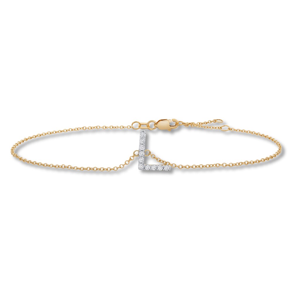 Diamond Letter L Bracelet 1/10 ct tw Round 10K Yellow Gold l2kThcKZ Diamond Letter L Bracelet 1/10 ct tw Round 10K Yellow Gold l2kThcKZ