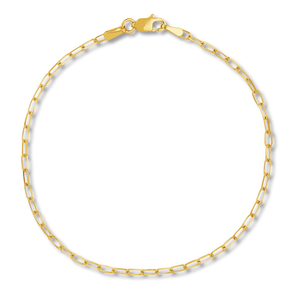 Paper Clip Chain Bracelet 14K Yellow Gold 7.25" l3X2gkT7 Paper Clip Chain Bracelet 14K Yellow Gold 7.25" l3X2gkT7