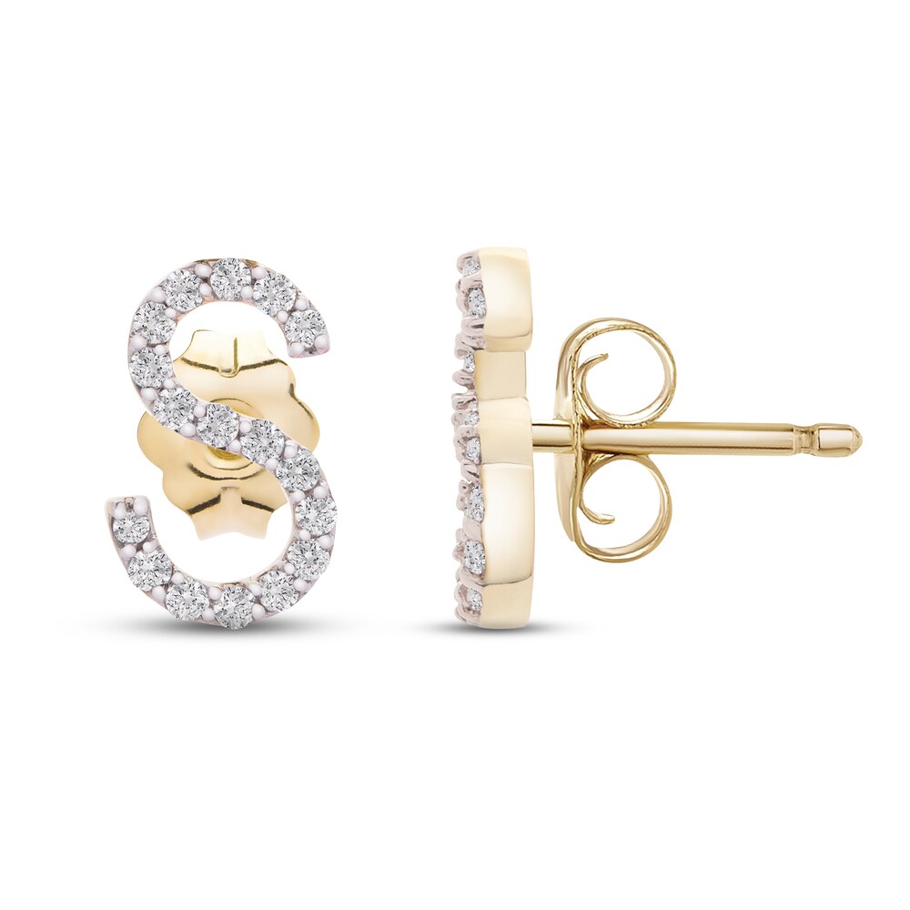 Diamond Letter S Earrings 1/10 ct tw Round 10K Yellow Gold l4u0jCac Diamond Letter S Earrings 1/10 ct tw Round 10K Yellow Gold l4u0jCac
