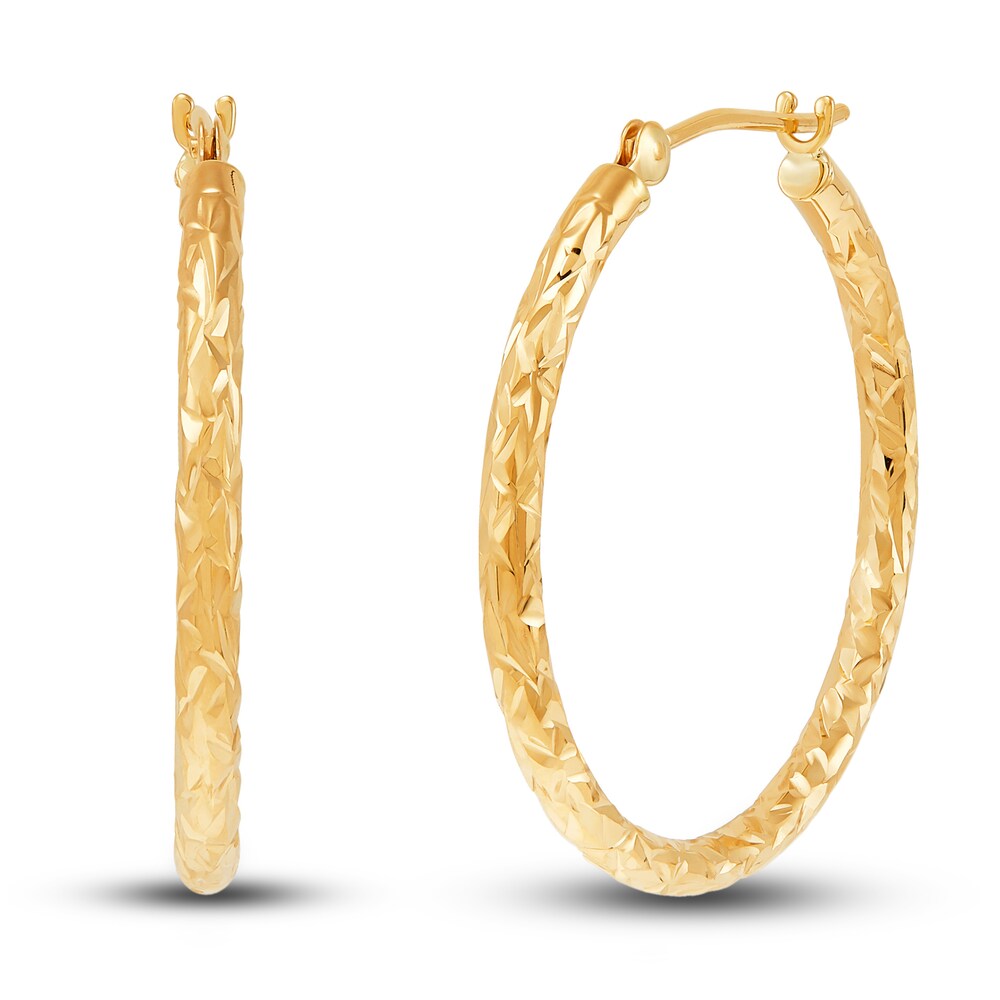 Diamond-Cut Tube Hoop Earrings 14K Yellow Gold l5xN2lUw Diamond-Cut Tube Hoop Earrings 14K Yellow Gold l5xN2lUw
