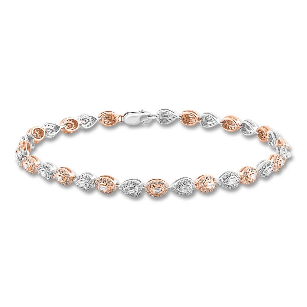 Diamond Tennis Bracelet 1 ct tw Round/Baguette 14K Two-Tone Gold l9mv1PlM Diamond Tennis Bracelet 1 ct tw Round/Baguette 14K Two-Tone Gold l9mv1PlM