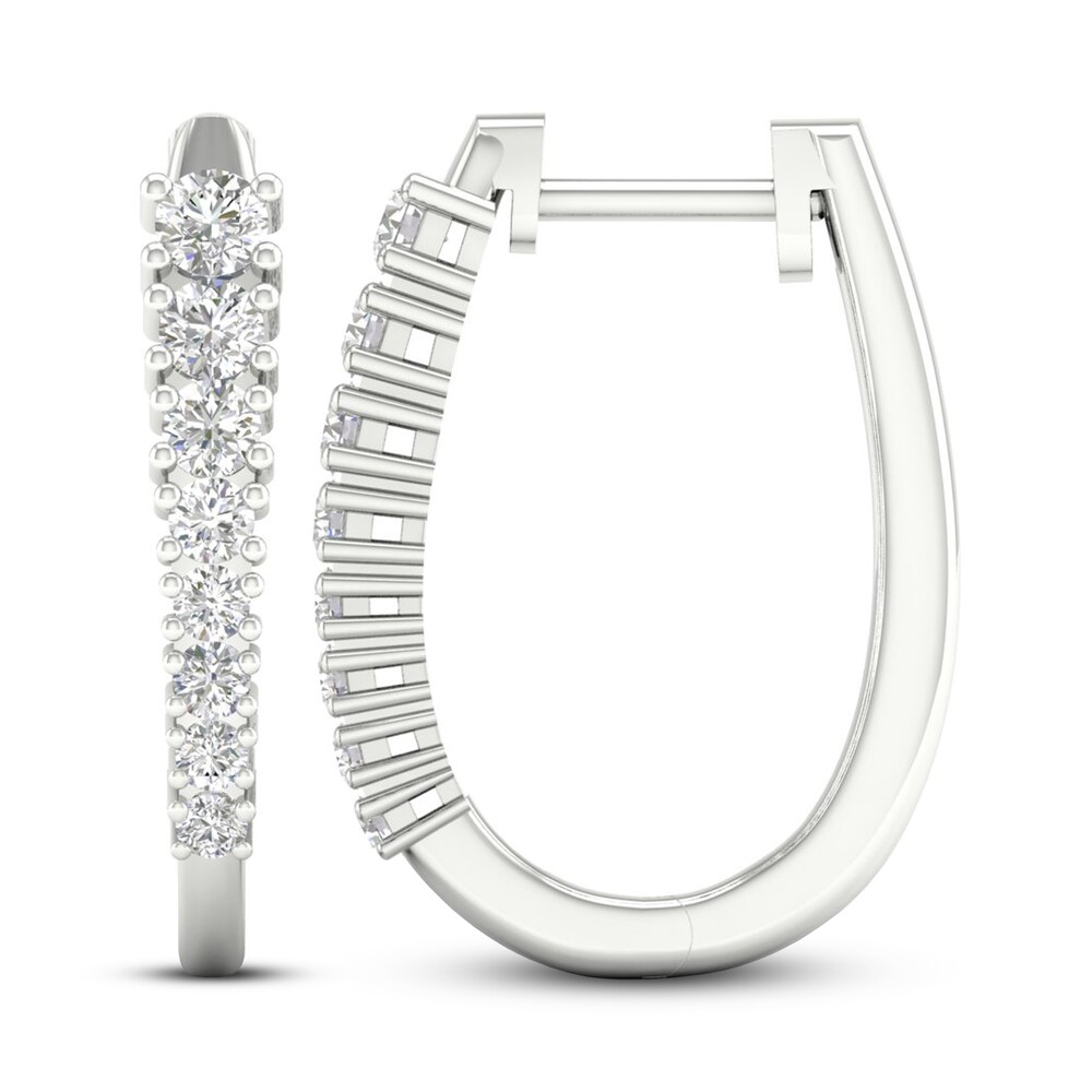 Lab-Created Diamond Hoop Earrings 1 ct tw Round 14K White Gold lAyXPHvW Lab-Created Diamond Hoop Earrings 1 ct tw Round 14K White Gold lAyXPHvW