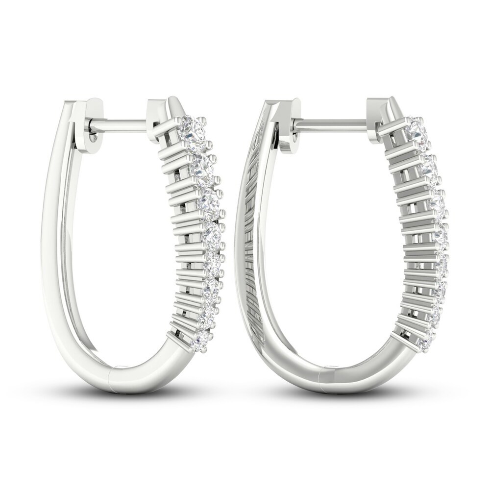 Lab-Created Diamond Hoop Earrings 1 ct tw Round 14K White Gold lAyXPHvW Lab-Created Diamond Hoop Earrings 1 ct tw Round 14K White Gold lAyXPHvW