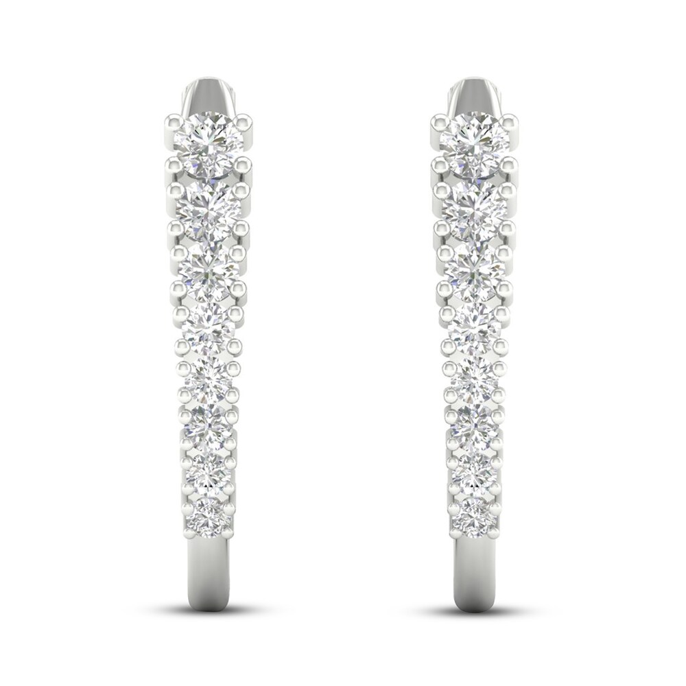 Lab-Created Diamond Hoop Earrings 1 ct tw Round 14K White Gold lAyXPHvW Lab-Created Diamond Hoop Earrings 1 ct tw Round 14K White Gold lAyXPHvW