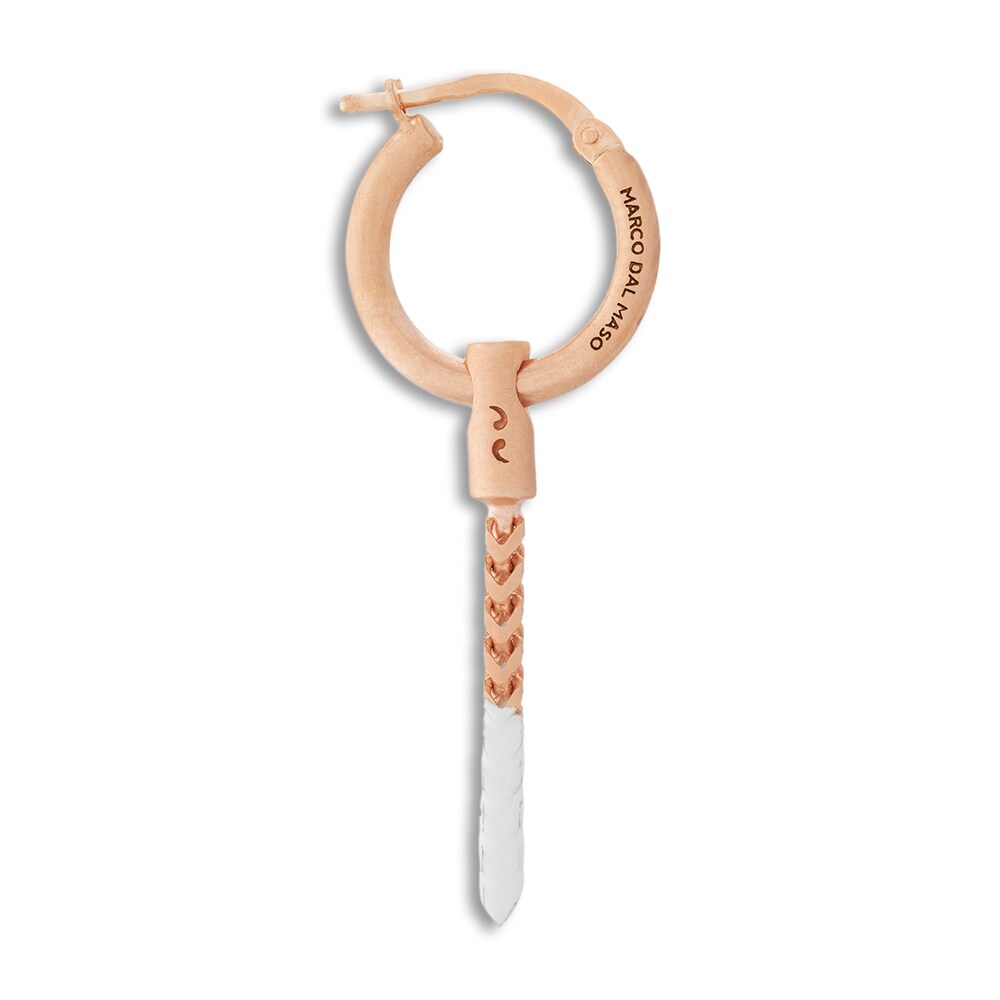 Marco Dal Maso Men\'s Short Mono Earring Ivory Enamel Sterling Silver/18K Rose Gold-Plated lFgiiWla