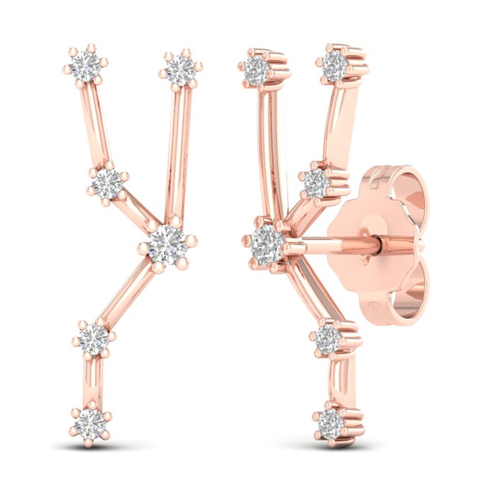 Diamond Taurus Constellation Earrings 1/8 ct tw Round 14K Rose Gold lG6YpJGu Diamond Taurus Constellation Earrings 1/8 ct tw Round 14K Rose Gold lG6YpJGu