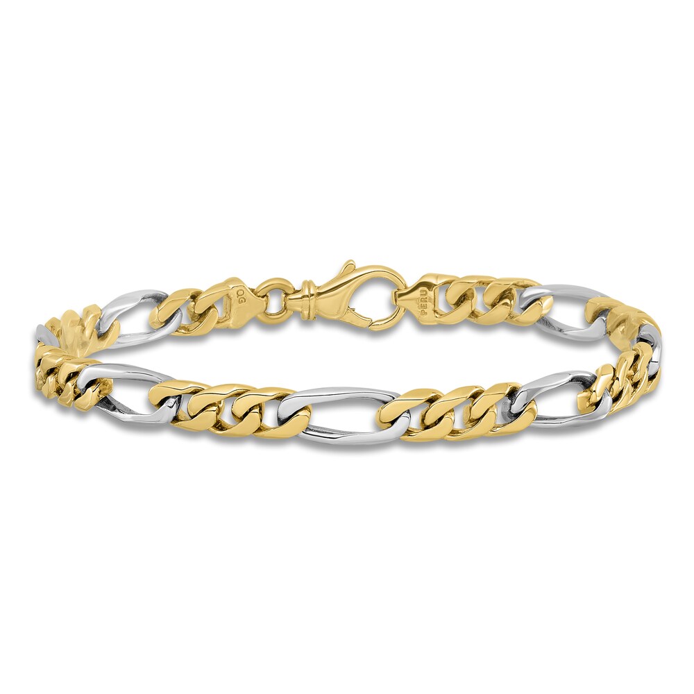 Men\'s High-Polish Figaro Link Bracelet 14K Two-Tone Gold 8\" lKBO32gr Men\'s High-Polish Figaro Link Bracelet 14K Two-Tone Gold 8\" lKBO32gr