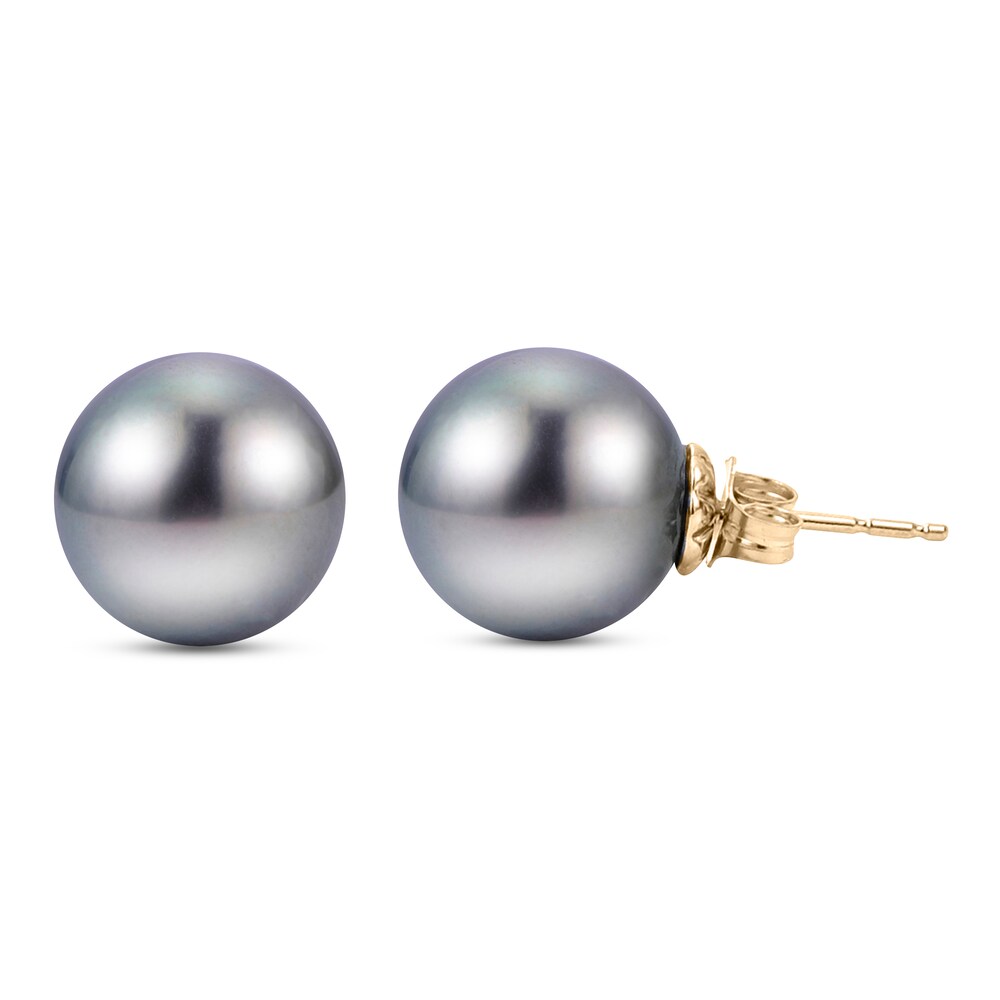 Tahitian Cultured Freshwater Pearl Stud Earrings 14K Yellow Gold lMEaUceF Tahitian Cultured Freshwater Pearl Stud Earrings 14K Yellow Gold lMEaUceF
